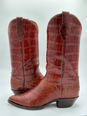 El Dorado Custom Full American Alligator Cowboy Boots size 9 D