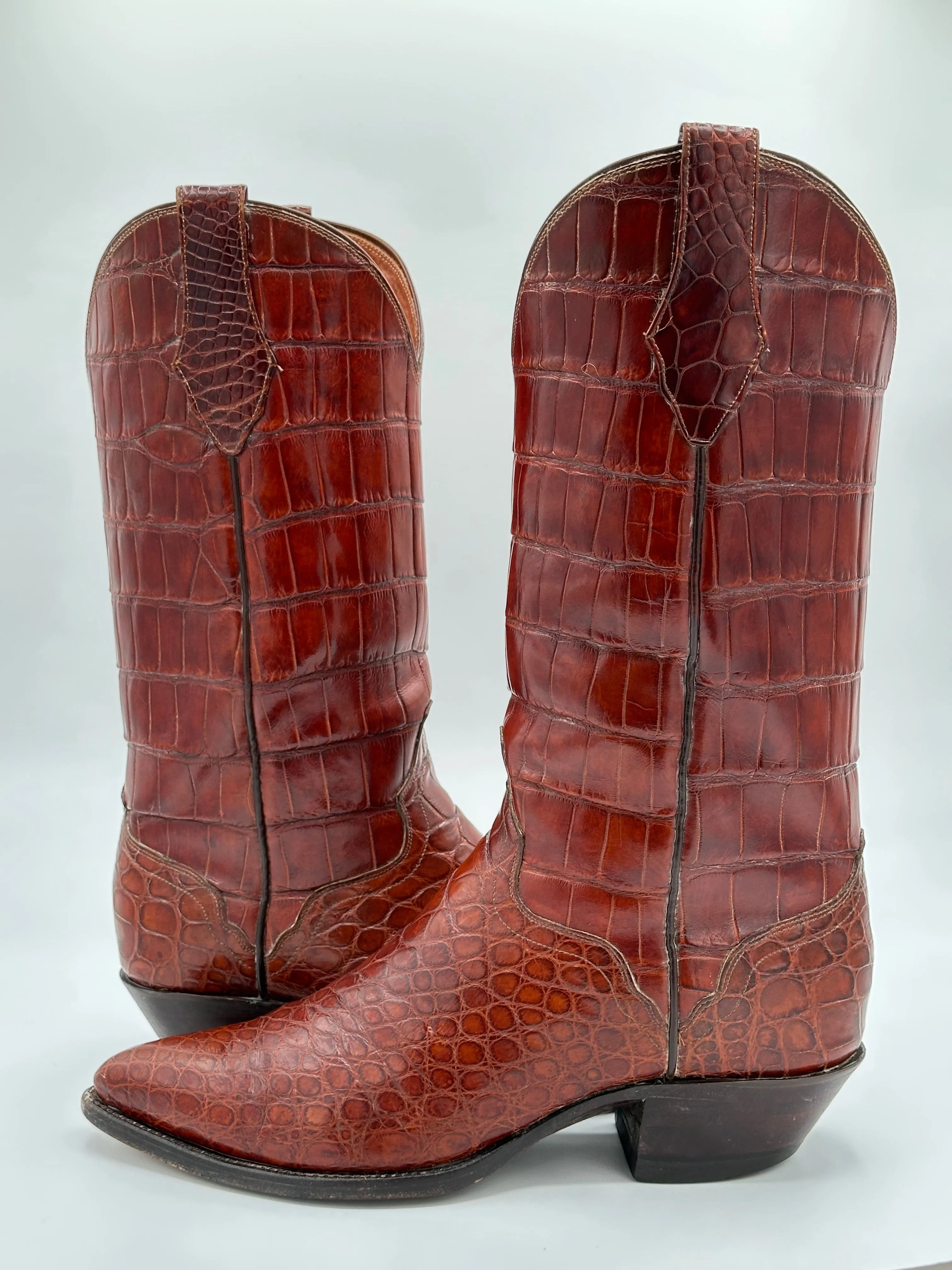 El Dorado Custom Full American Alligator Cowboy Boots size 9 D