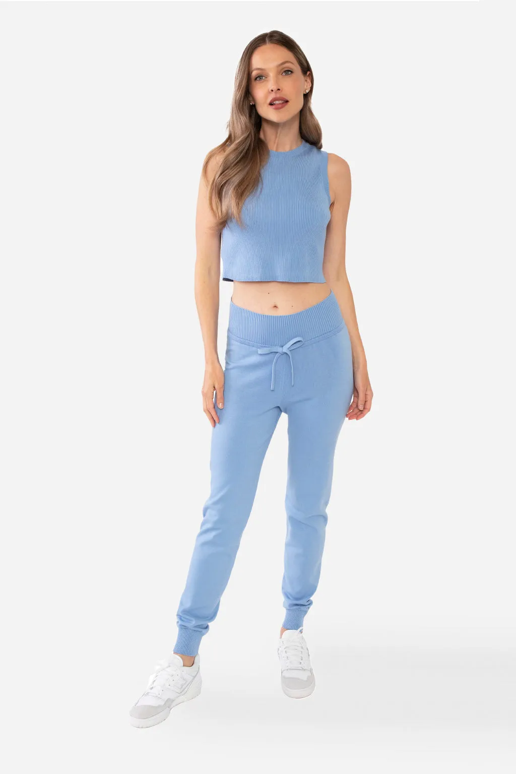 EMMA RIBBED CROP TANK - PEACOCK