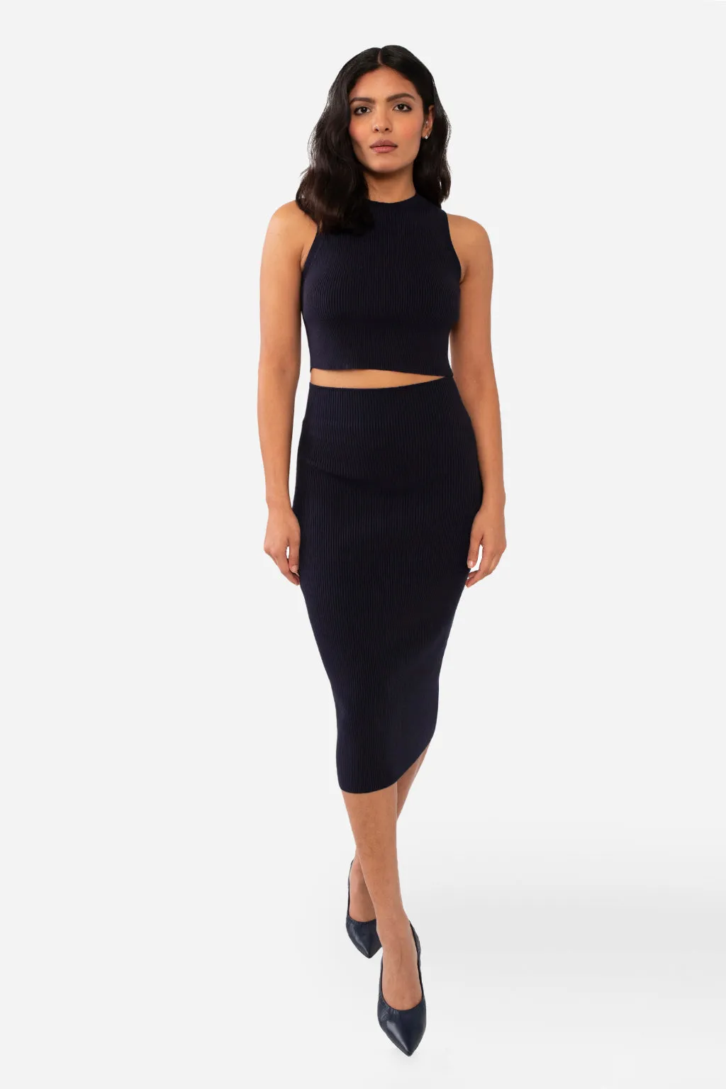 EMMA RIBBED CROP TANK - PEACOCK