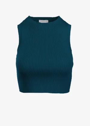 EMMA RIBBED CROP TANK - PEACOCK