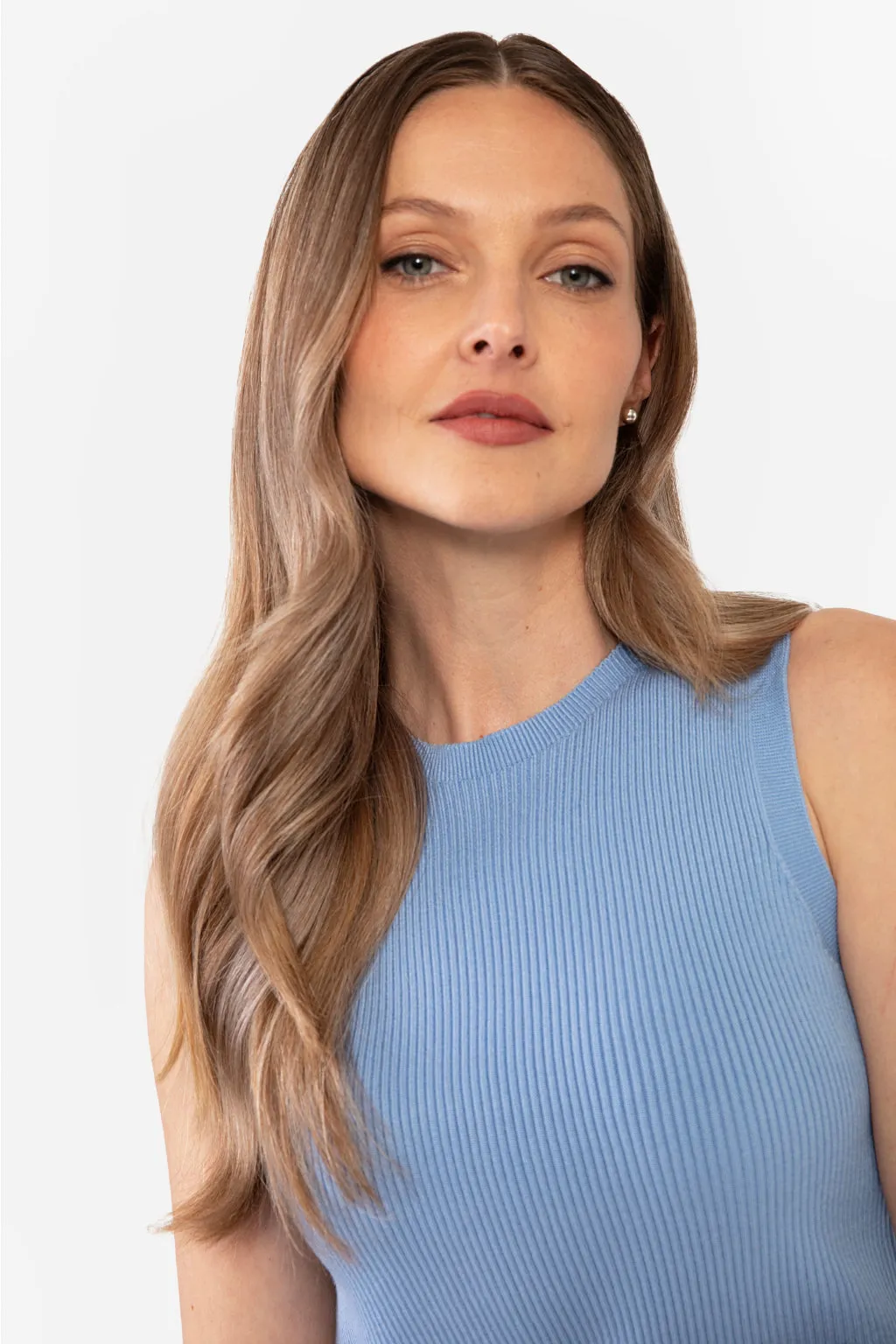 EMMA RIBBED CROP TANK - PEACOCK