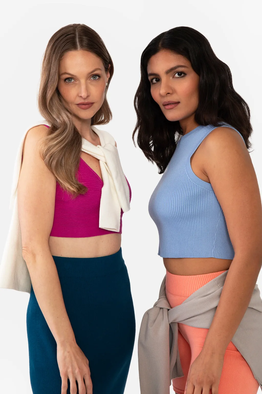 EMMA RIBBED CROP TANK - PEACOCK