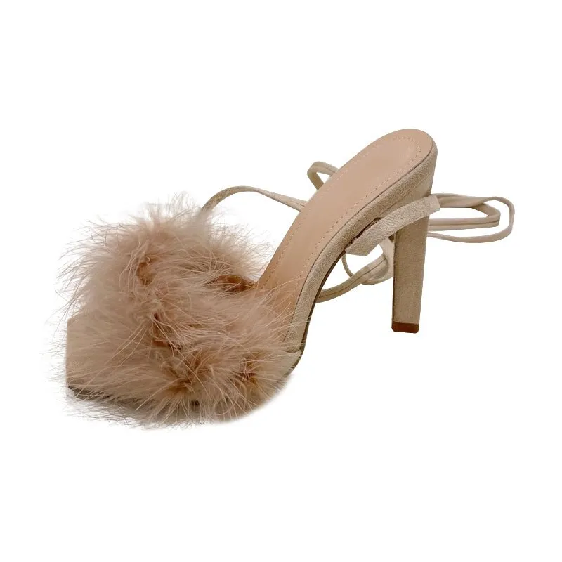 Feather Roman strap ultra-high Heels Sandals