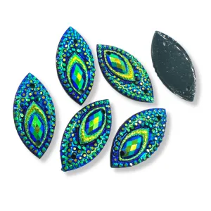 Feather Sew On Navette - DARK BLUE AB