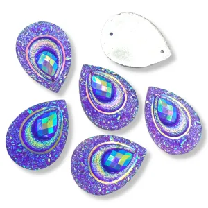 Feather Sew On Teardrop - PURPLE AB