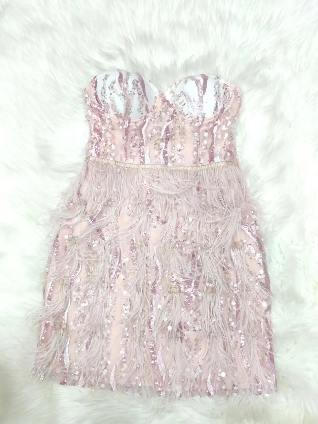 Feathered Mini Dress