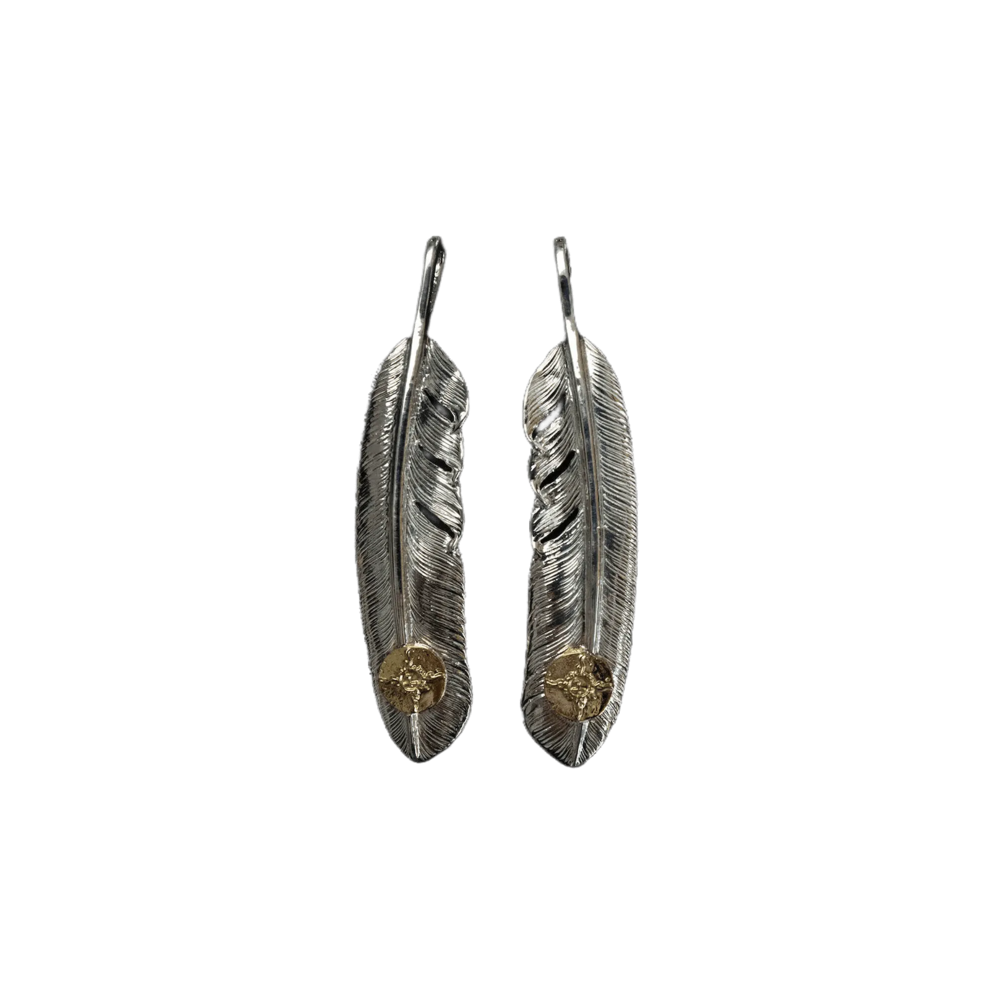 First-Arrow's Large Silver Feather With 18k Sunburst Emblem