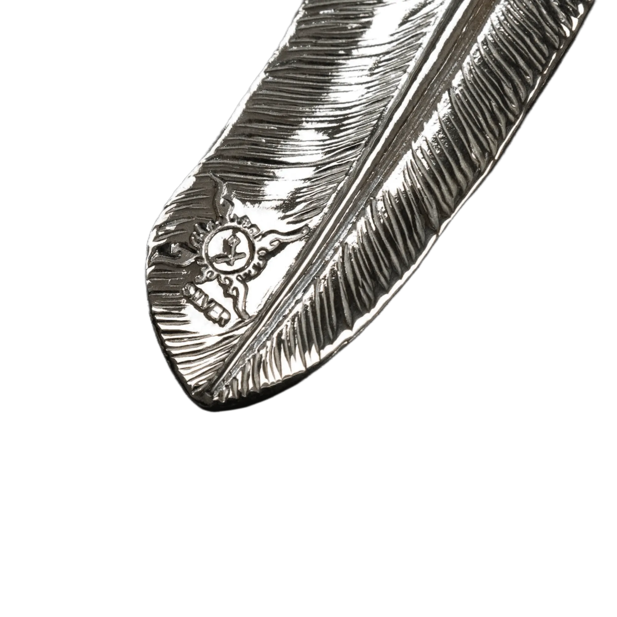 First-Arrow's Large Silver Feather With 18k Sunburst Emblem