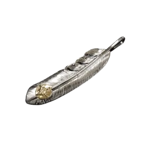 First-Arrow's Large Silver Feather With 18k Sunburst Emblem