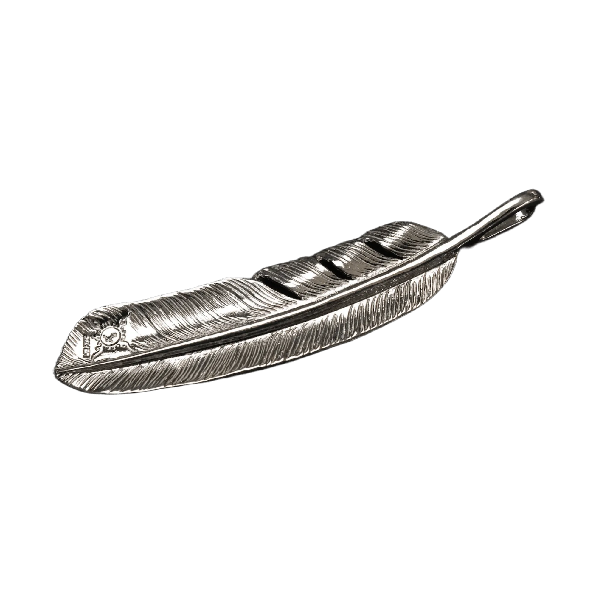 First-Arrow's Large Silver Feather With 18k Sunburst Emblem