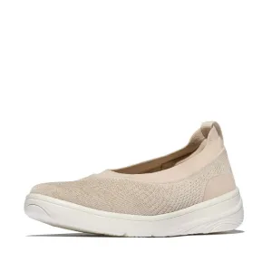 FitFlop Super-Q Knit Ballet Flats - Stone Beige / Platino