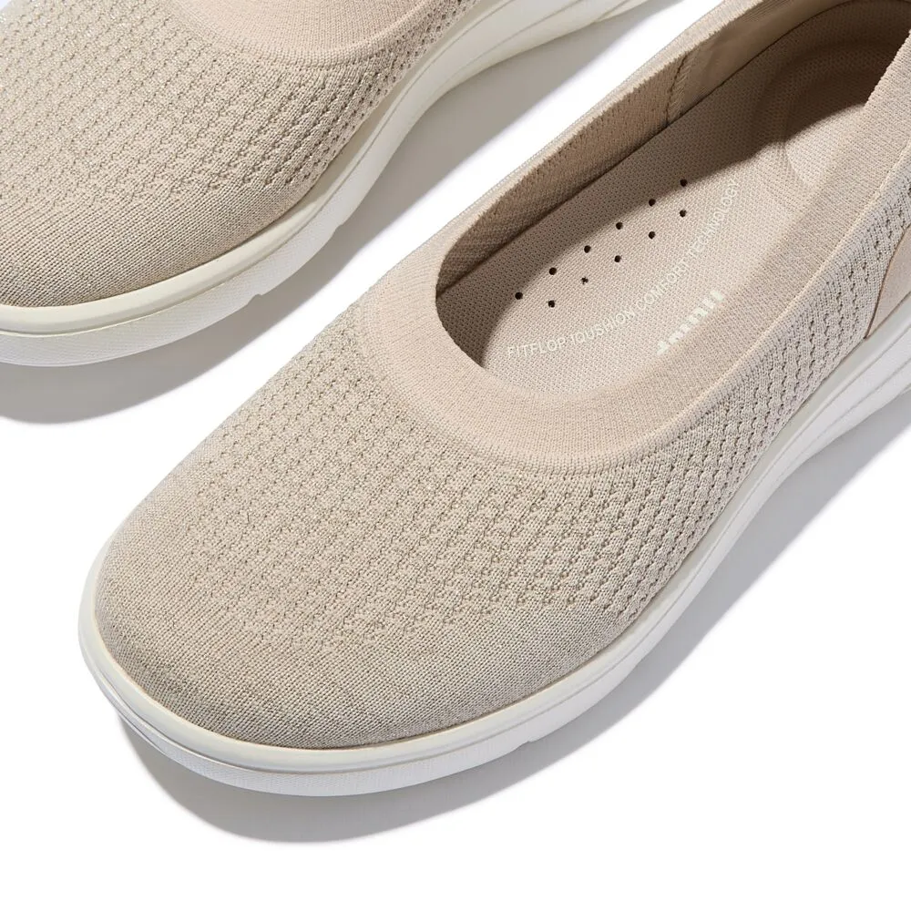 FitFlop Super-Q Knit Ballet Flats - Stone Beige / Platino