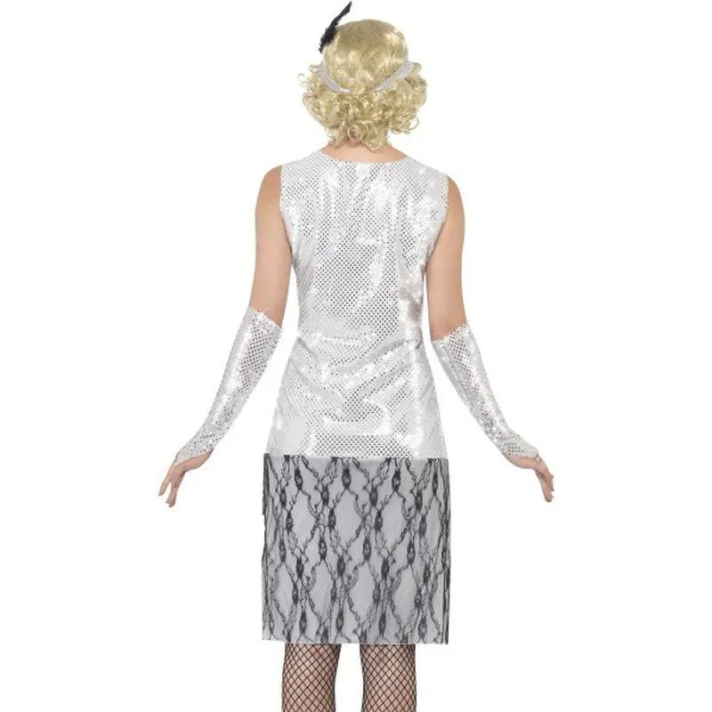 Flapper Costume Adult Silver Black
