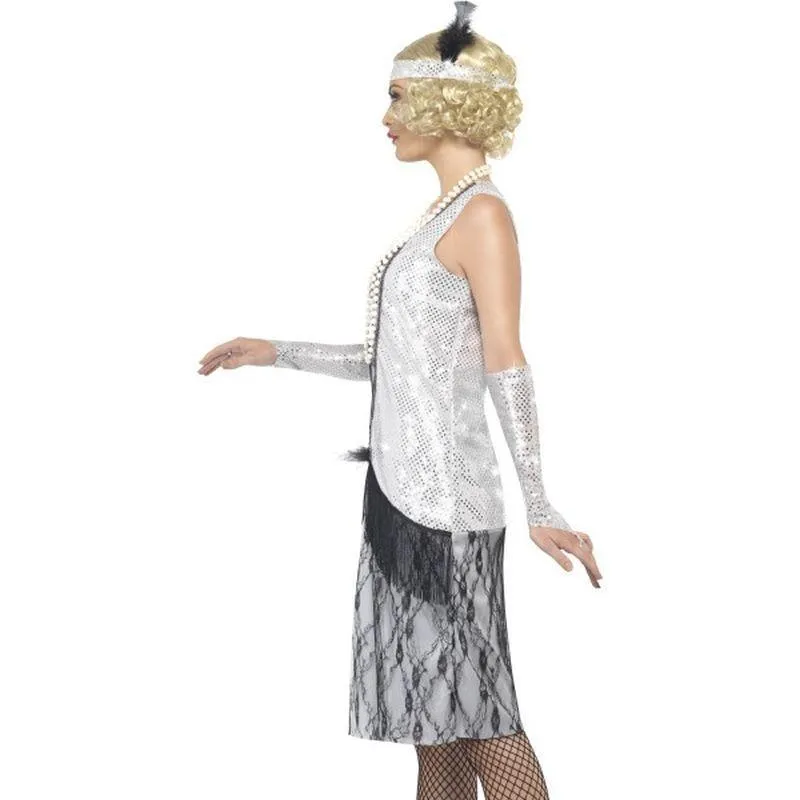 Flapper Costume Adult Silver Black