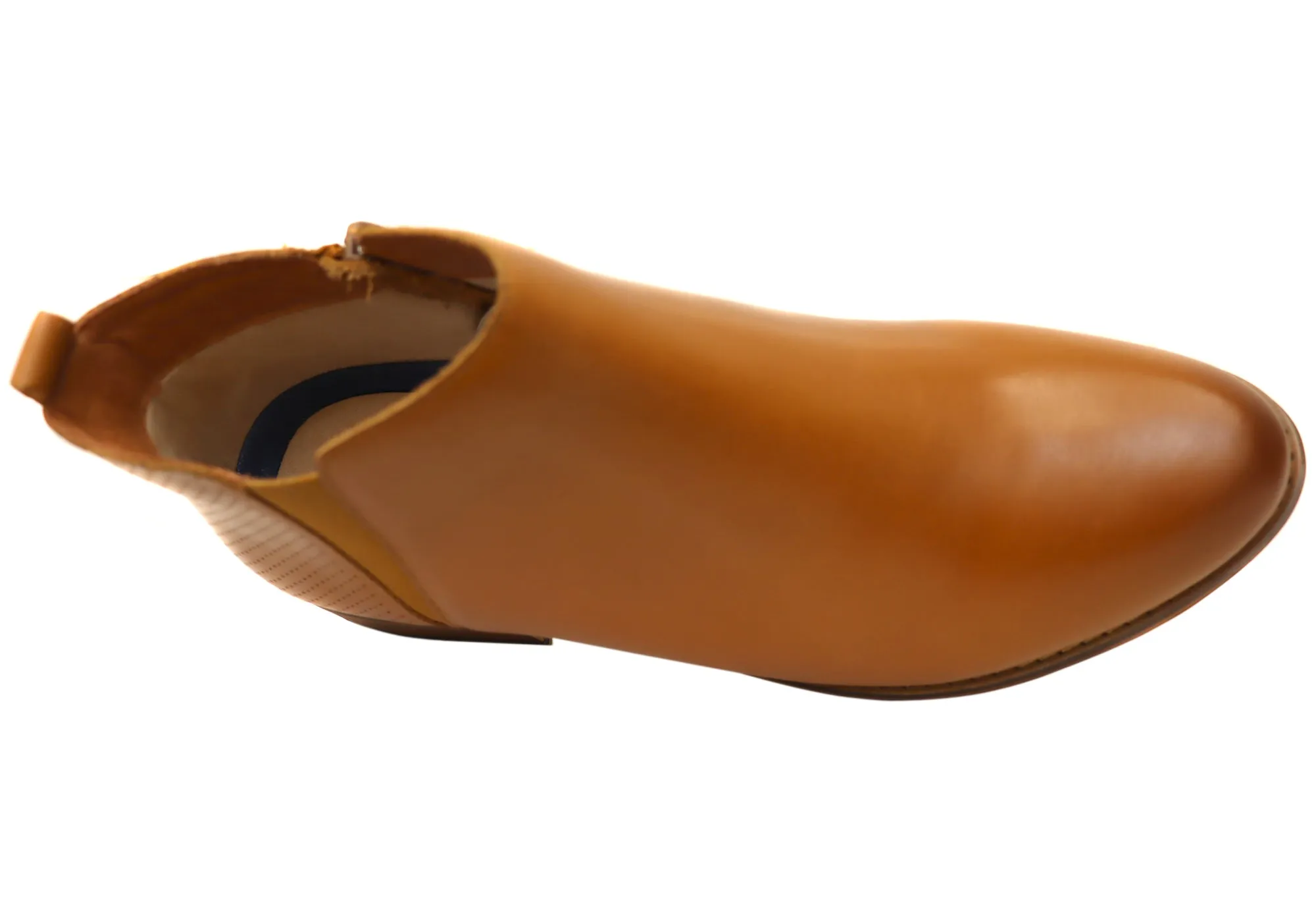 Florsheim Womens Comfortable Leather Mel Plain Toe Zip Boots