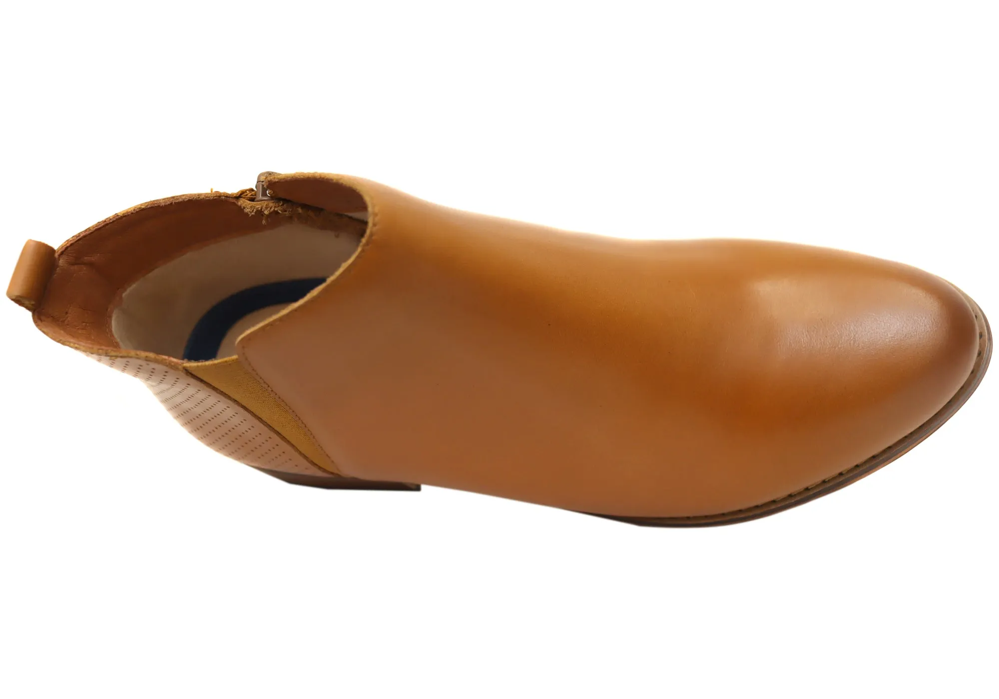 Florsheim Womens Comfortable Leather Mel Plain Toe Zip Boots