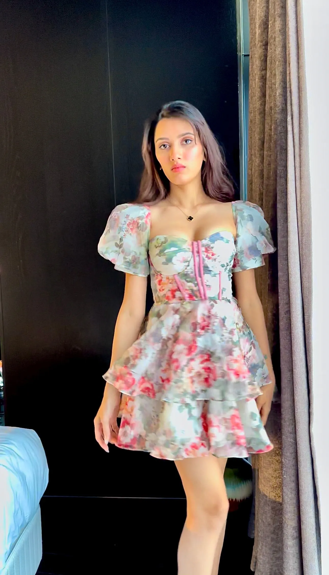 Flowerful Era - floral organza mini dress
