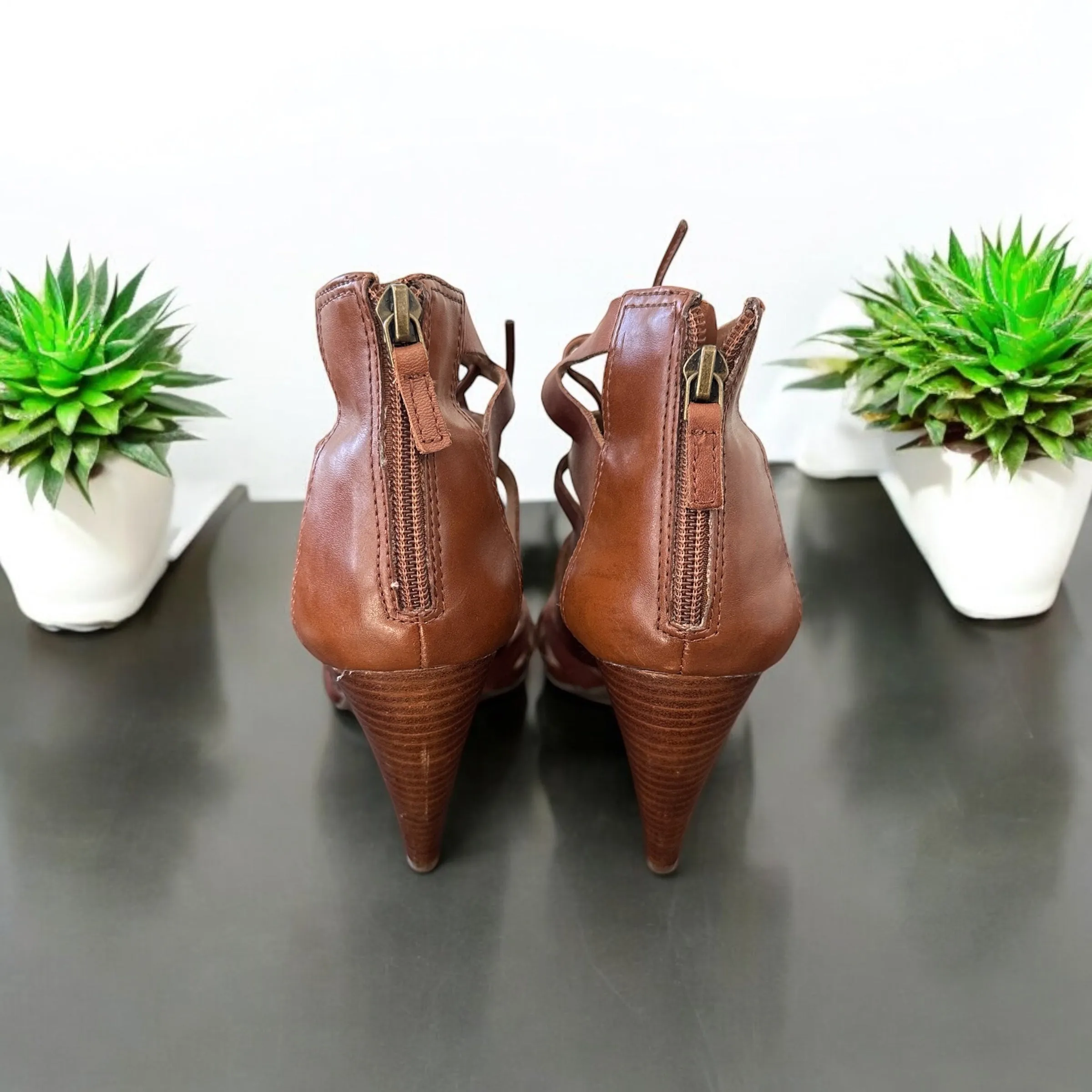 Franco Sarto Leather Heel Sandals Size 8