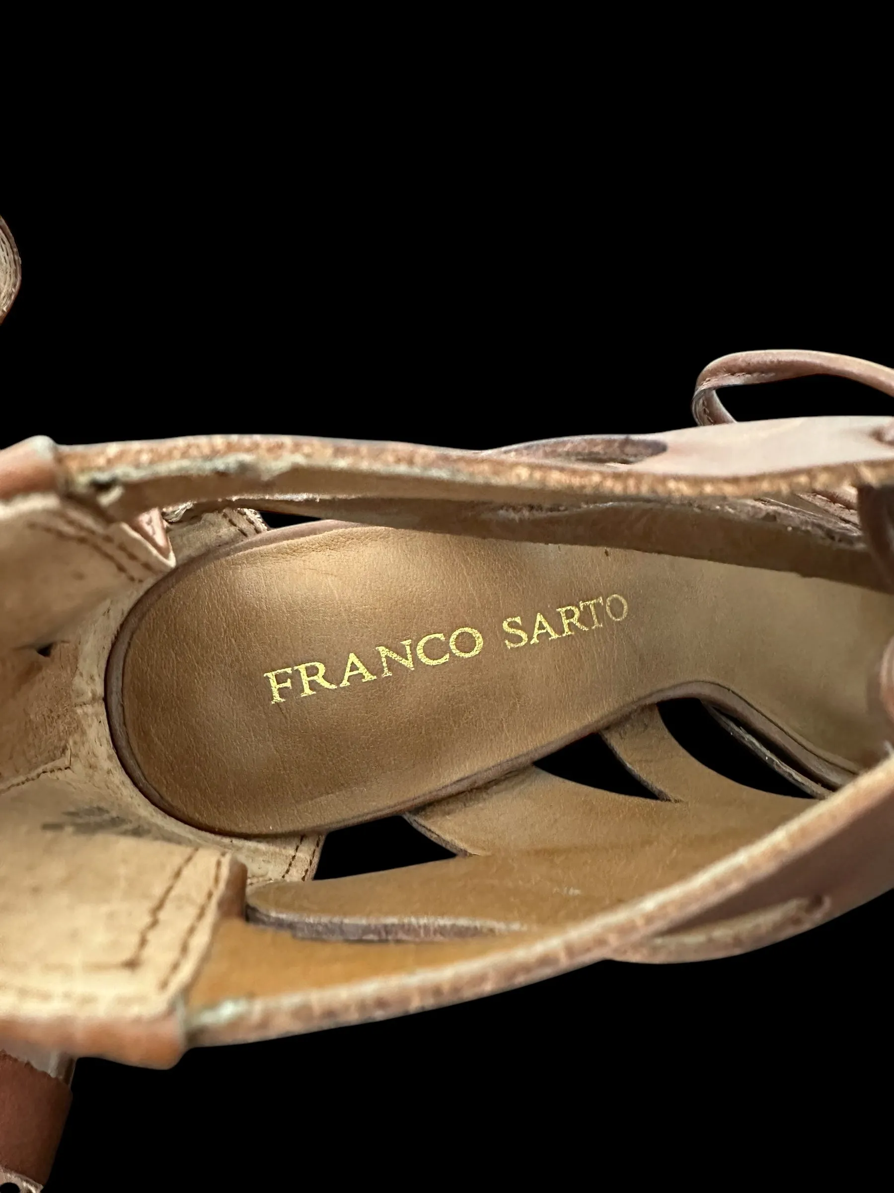 Franco Sarto Leather Heel Sandals Size 8