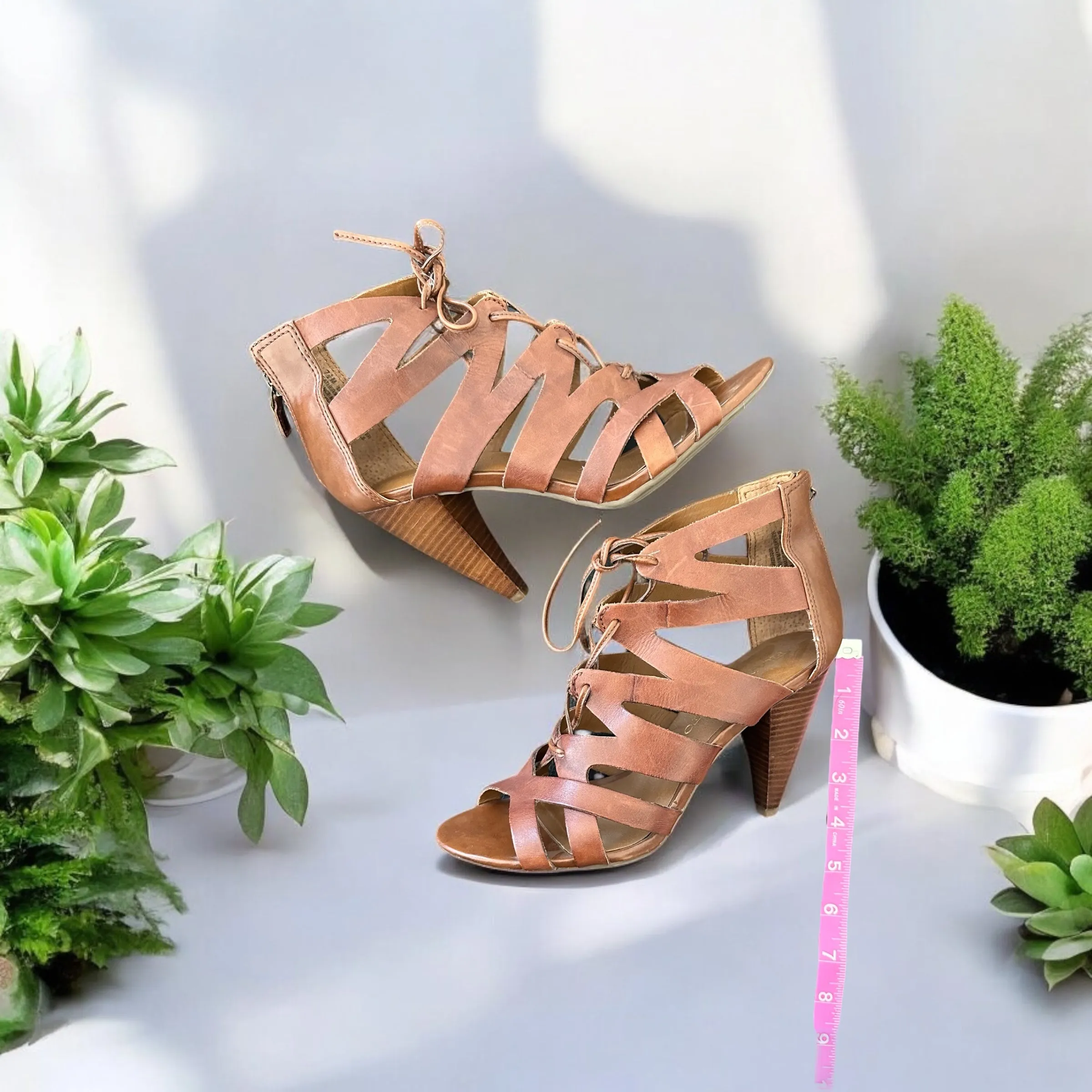 Franco Sarto Leather Heel Sandals Size 8