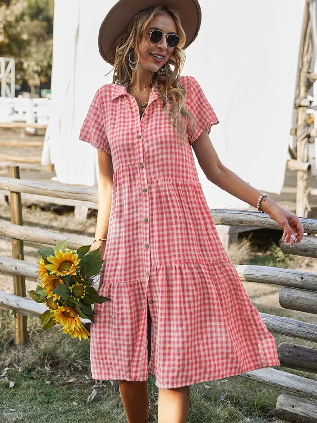Georgia Plaid Dress - Red