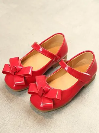 Girls Patent Synthetic Leather Bow Tie Mary Jane Flats (3  Color Options) By Liv and Mia