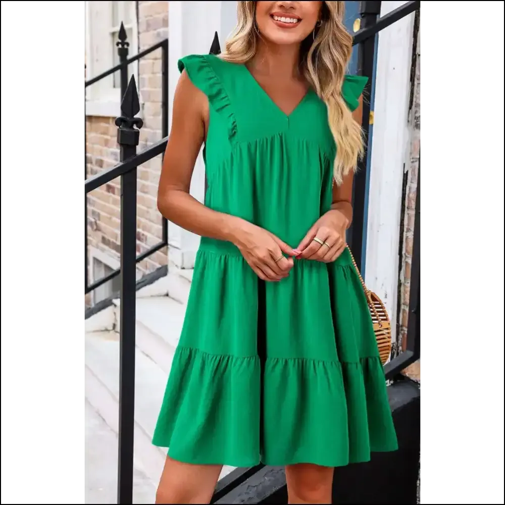 Green Goddess Gone Wild: Needful Things Ruffle Tiered Mini Dress 👗💚