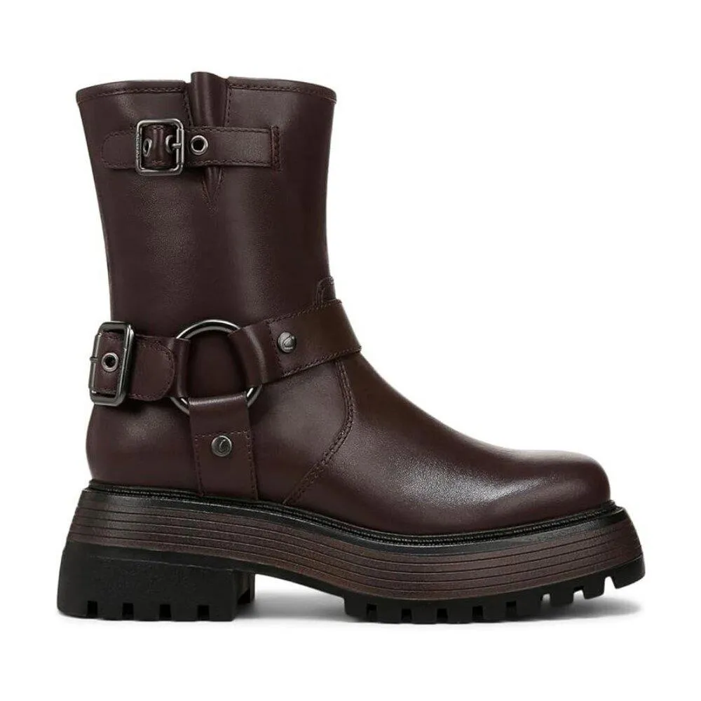 Hadley Dark Chocolate Buckle Harness Lug Ankle Boots