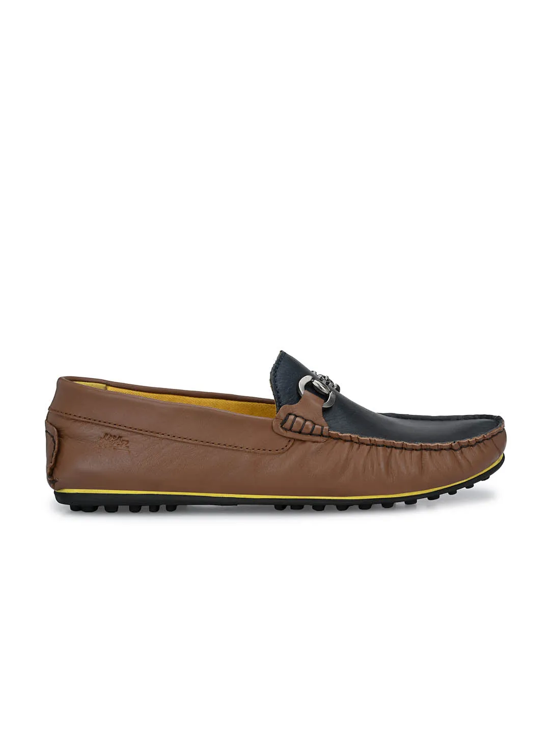 Hitz Men's Brown Leather Slip-On Loafers Shoes