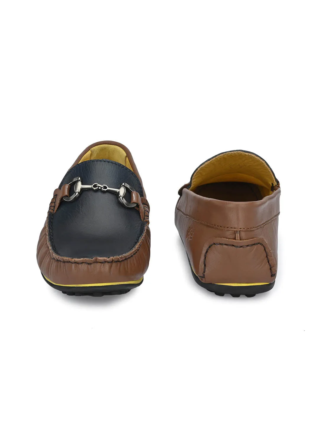 Hitz Men's Brown Leather Slip-On Loafers Shoes