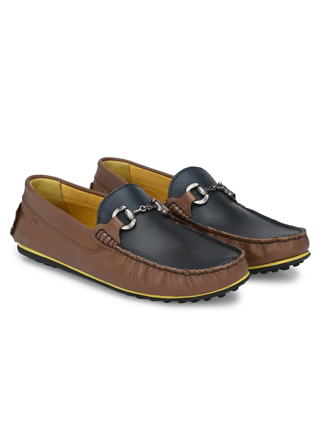 Hitz Men's Brown Leather Slip-On Loafers Shoes