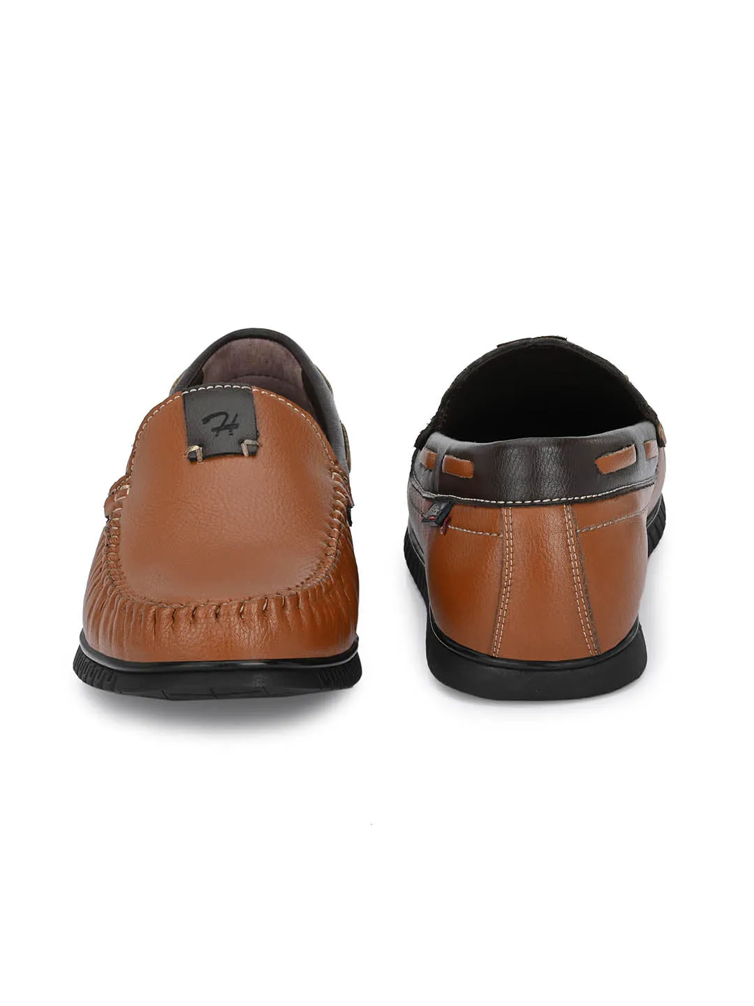 Hitz Men's Tan Synthetic Slip-On Casual Boat Shoes