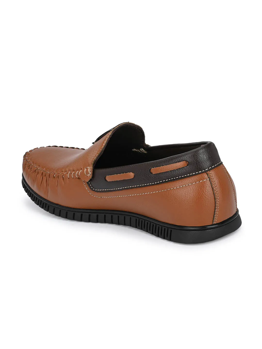 Hitz Men's Tan Synthetic Slip-On Casual Boat Shoes