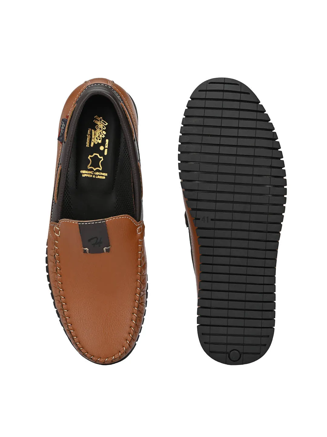 Hitz Men's Tan Synthetic Slip-On Casual Boat Shoes