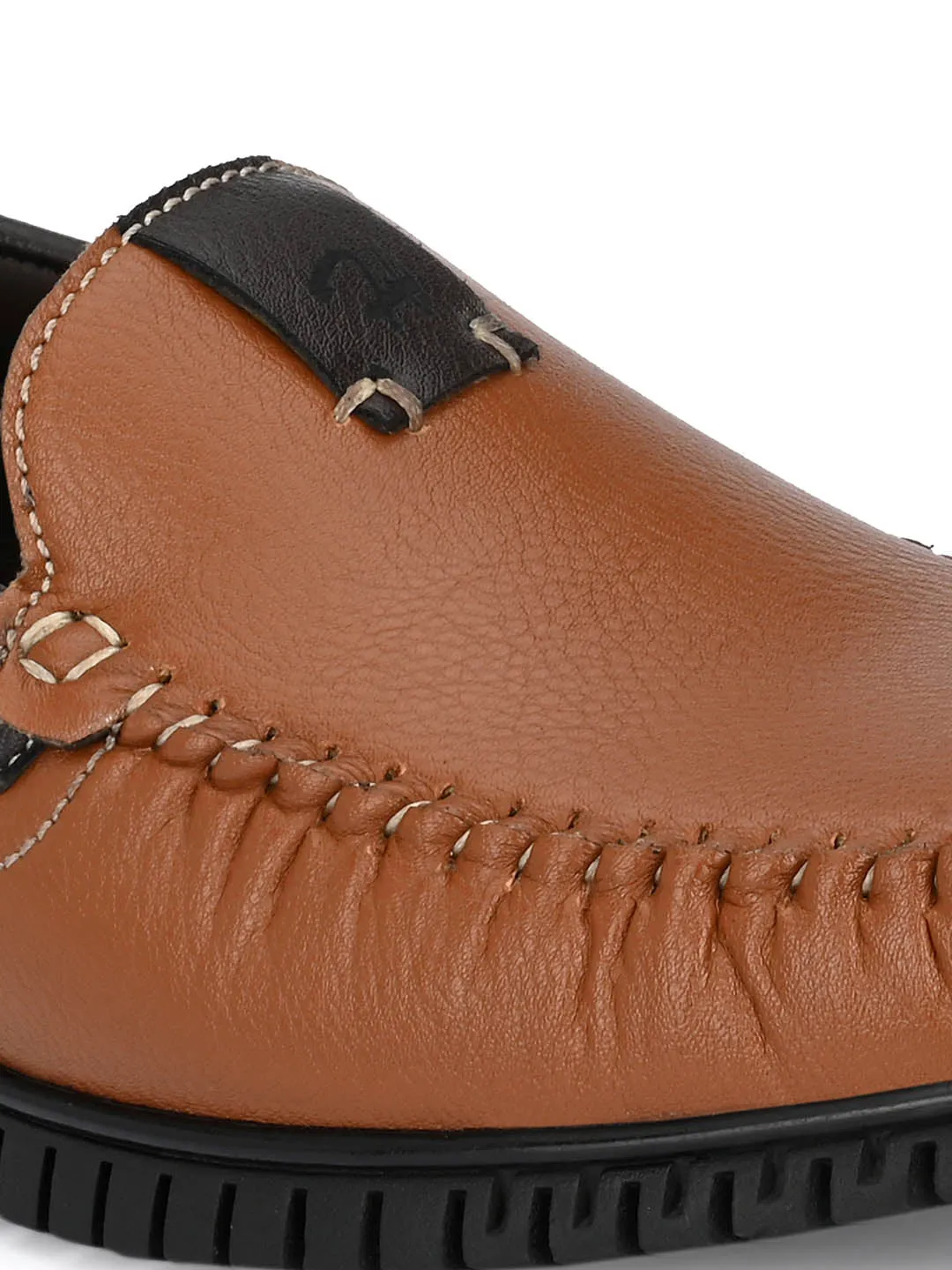 Hitz Men's Tan Synthetic Slip-On Casual Boat Shoes