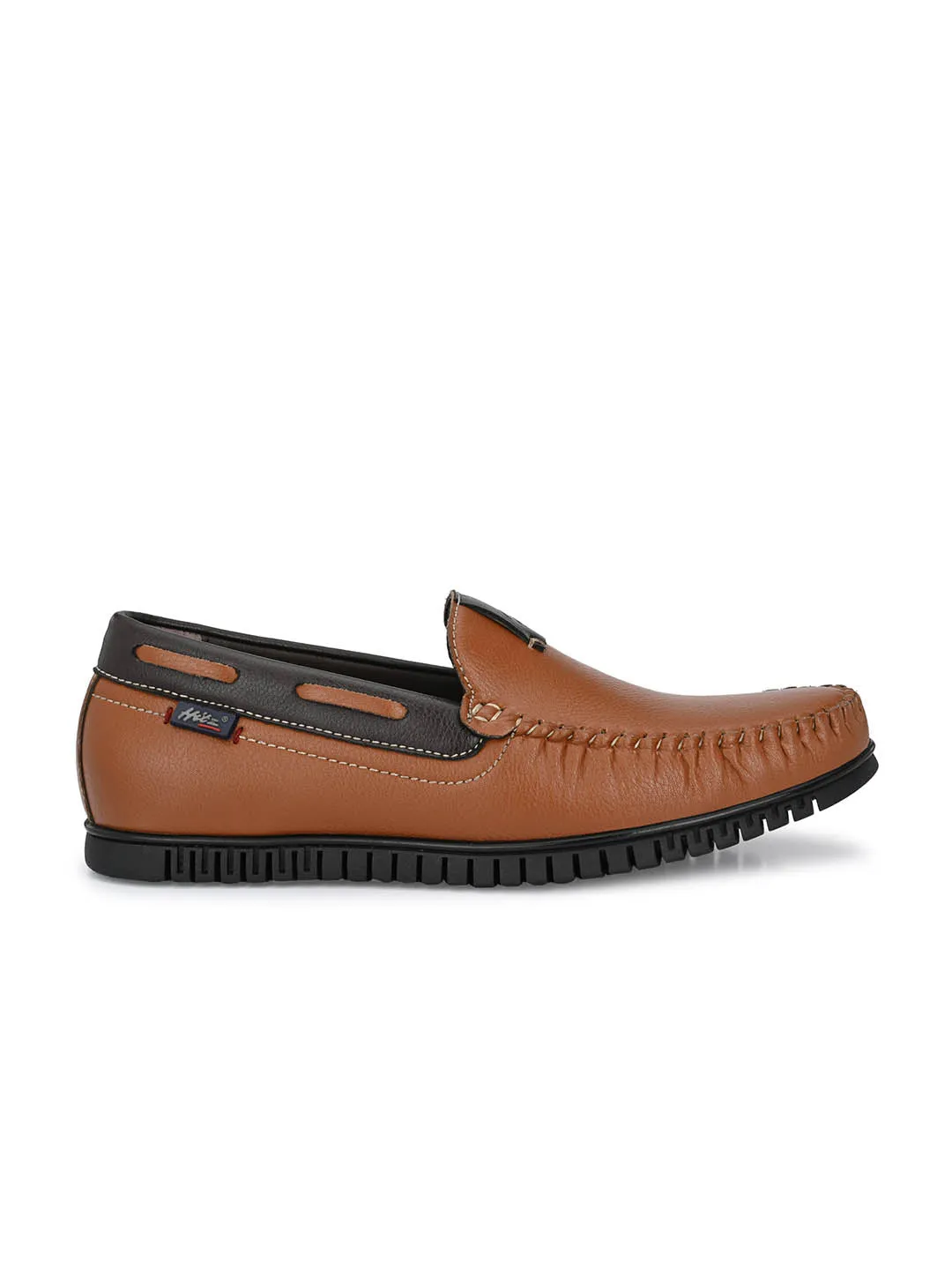 Hitz Men's Tan Synthetic Slip-On Casual Boat Shoes