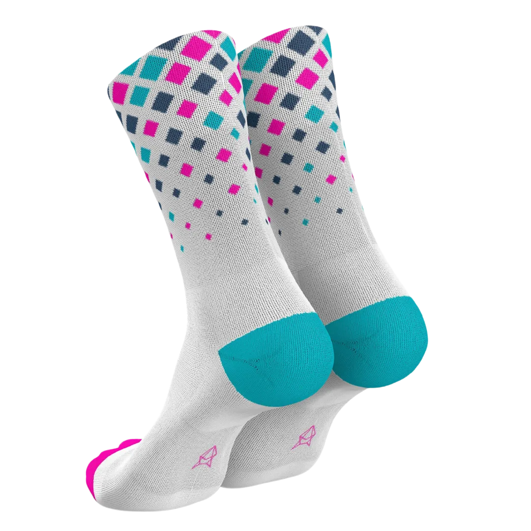 Incylence - Running Crystals Long Sock - White Pink Cyan