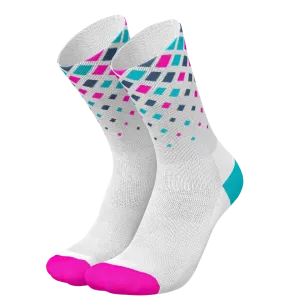 Incylence - Running Crystals Long Sock - White Pink Cyan