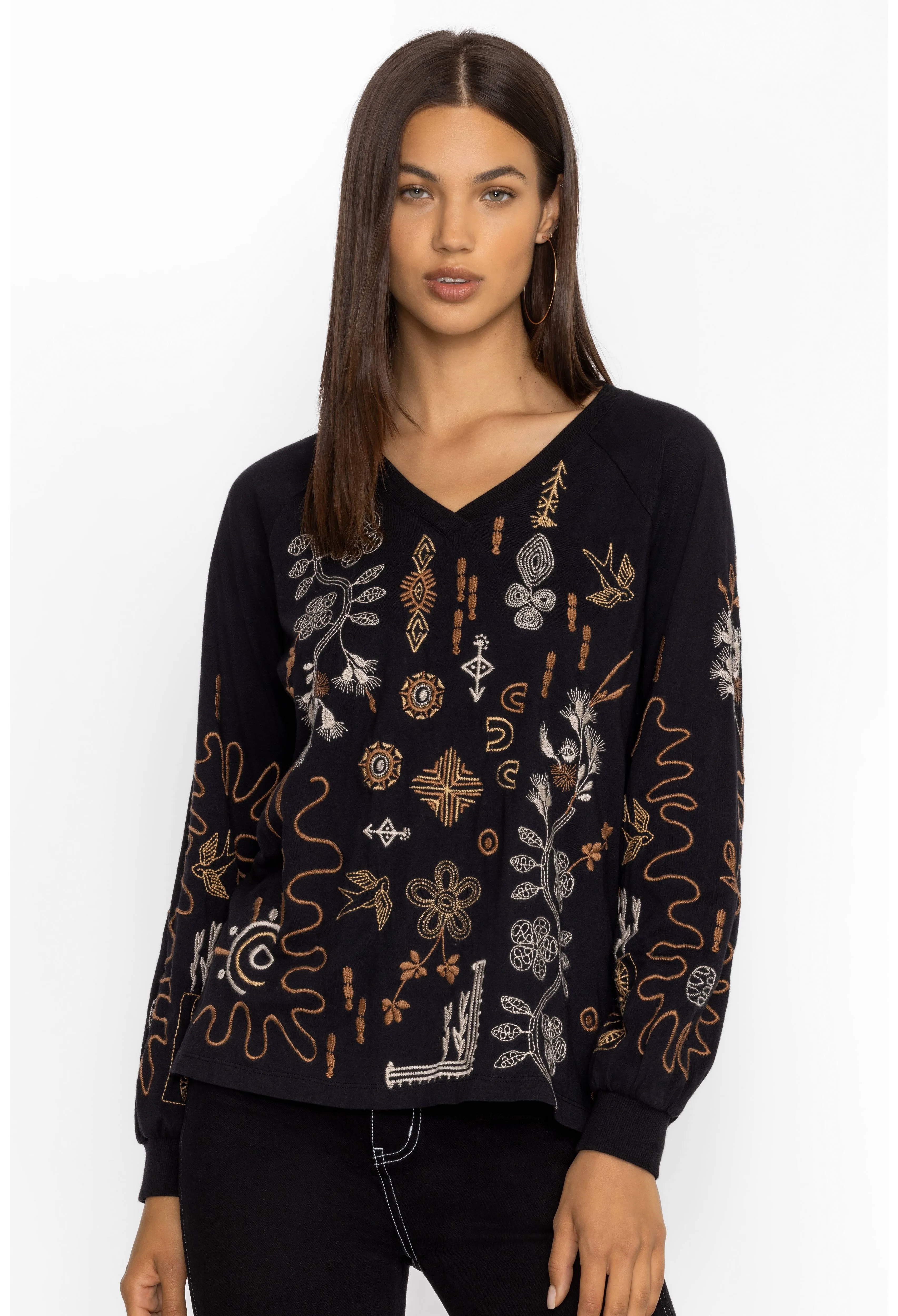 Johnny Was Raglan Bishop Sleeve Tee Jenai
