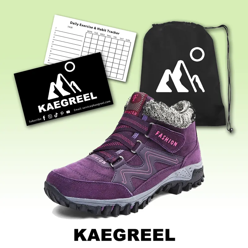 Kaegreel Women's Comfy Warm Waterproof Suede Hook Loop Ankle Boots