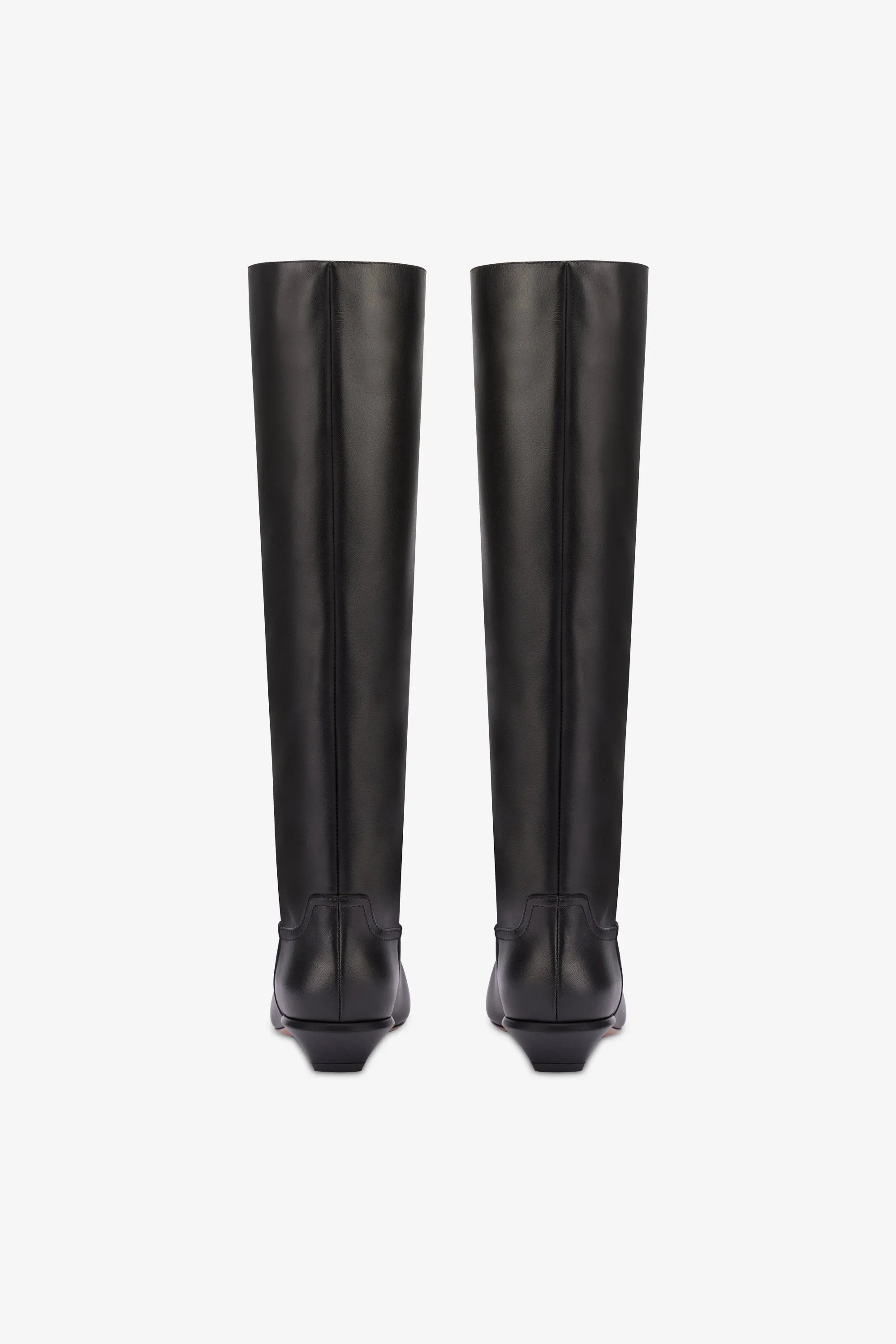 Knee-high boots in smooth black leather