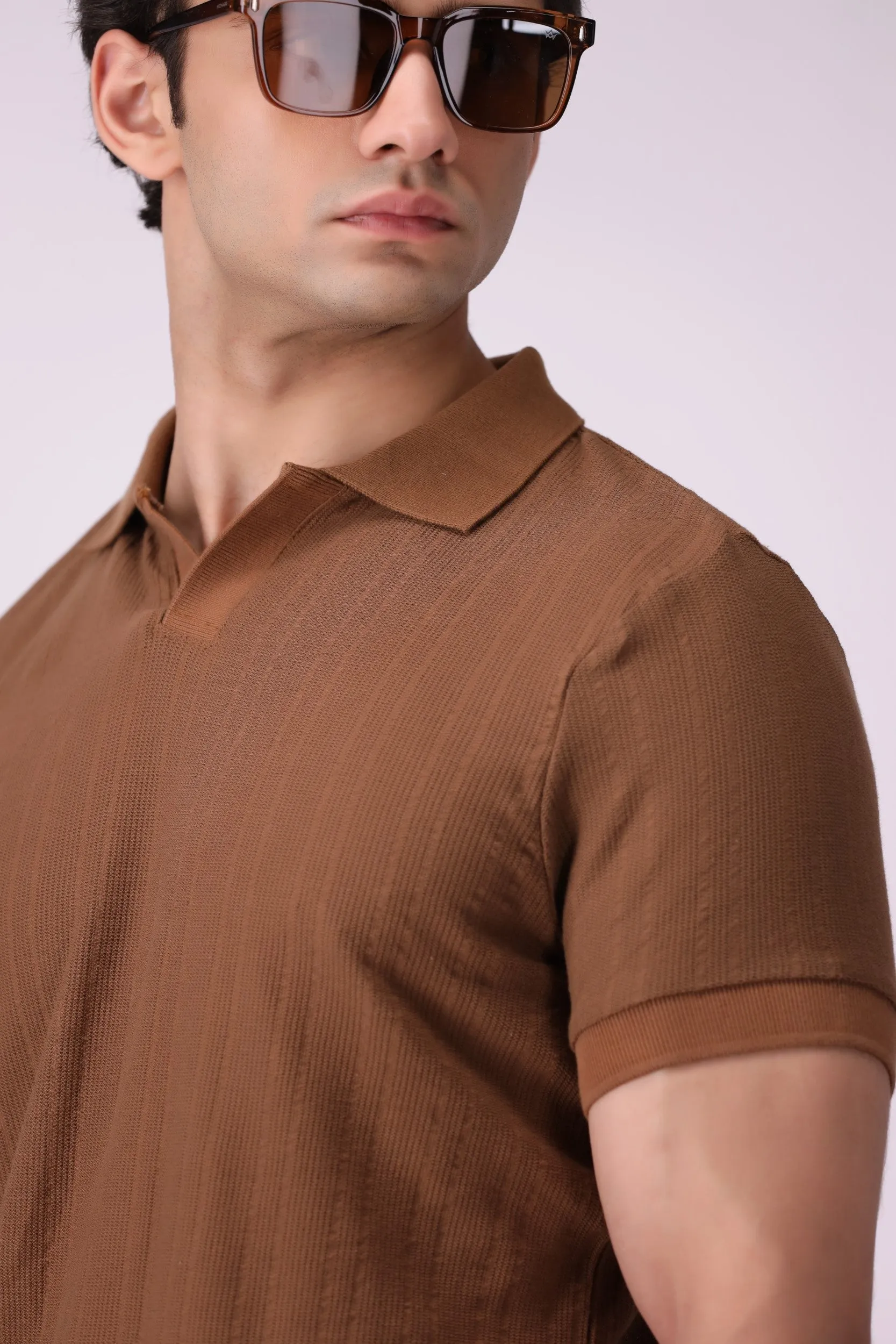 Knitted Brown Polo Shirt