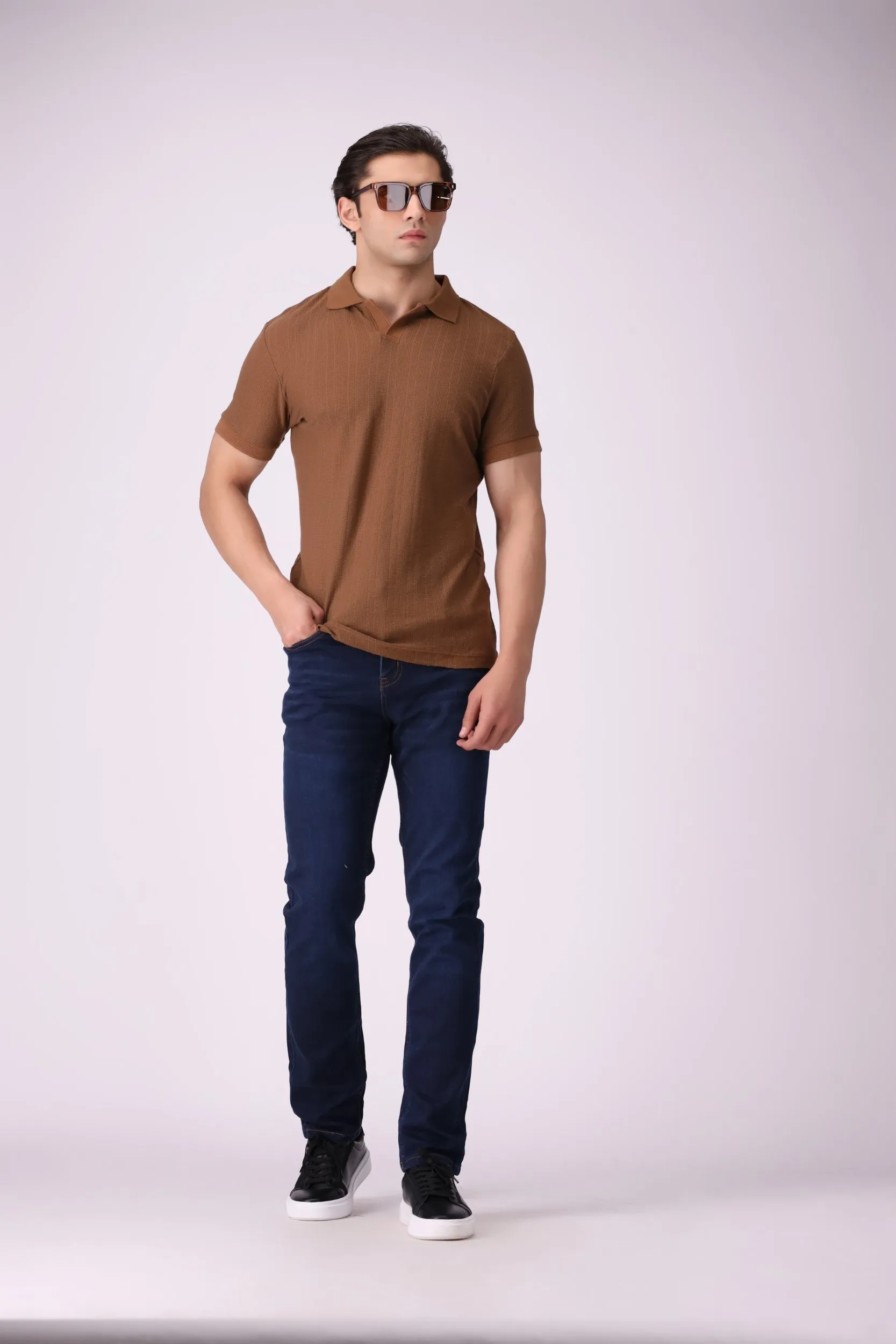 Knitted Brown Polo Shirt
