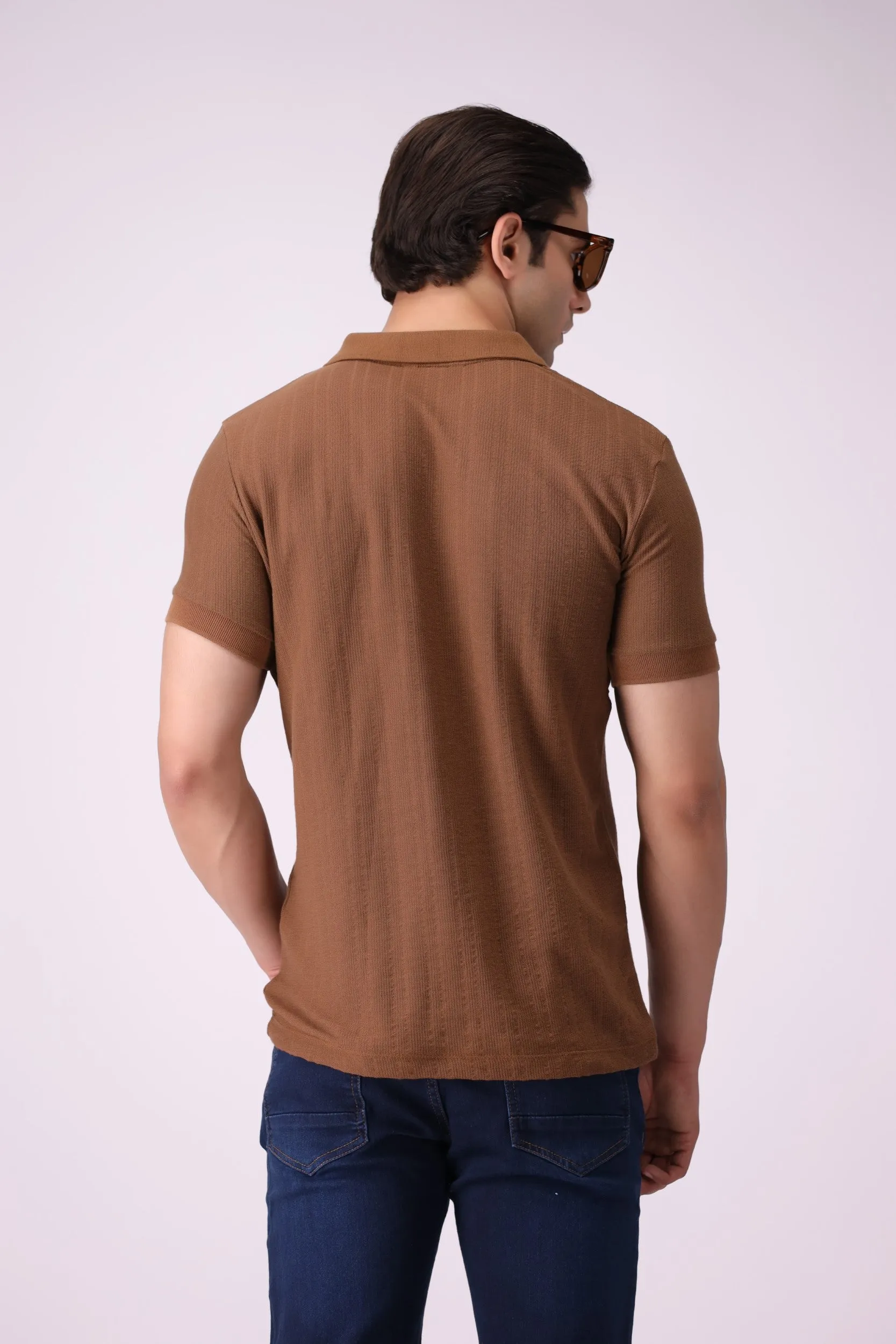 Knitted Brown Polo Shirt