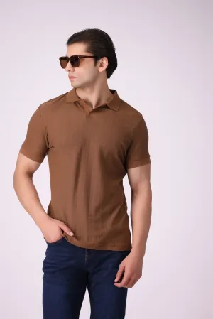 Knitted Brown Polo Shirt