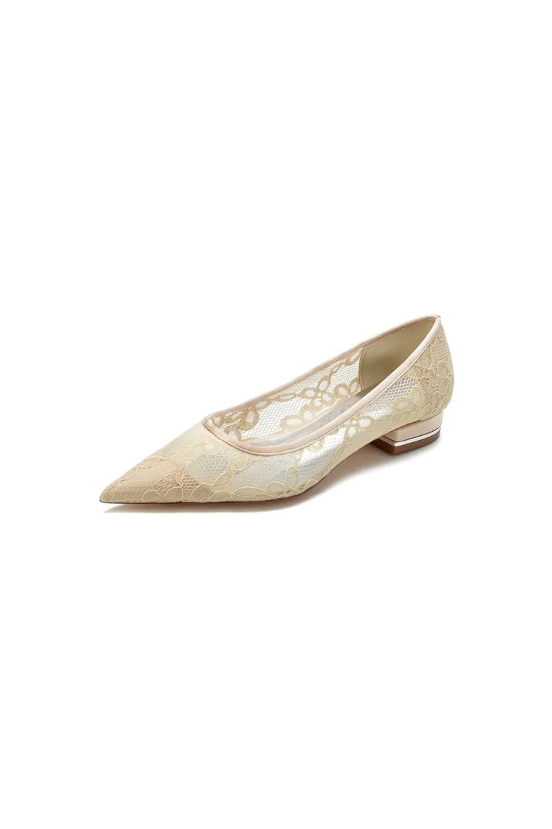 Lace Cocktail Pointed Toe Flats