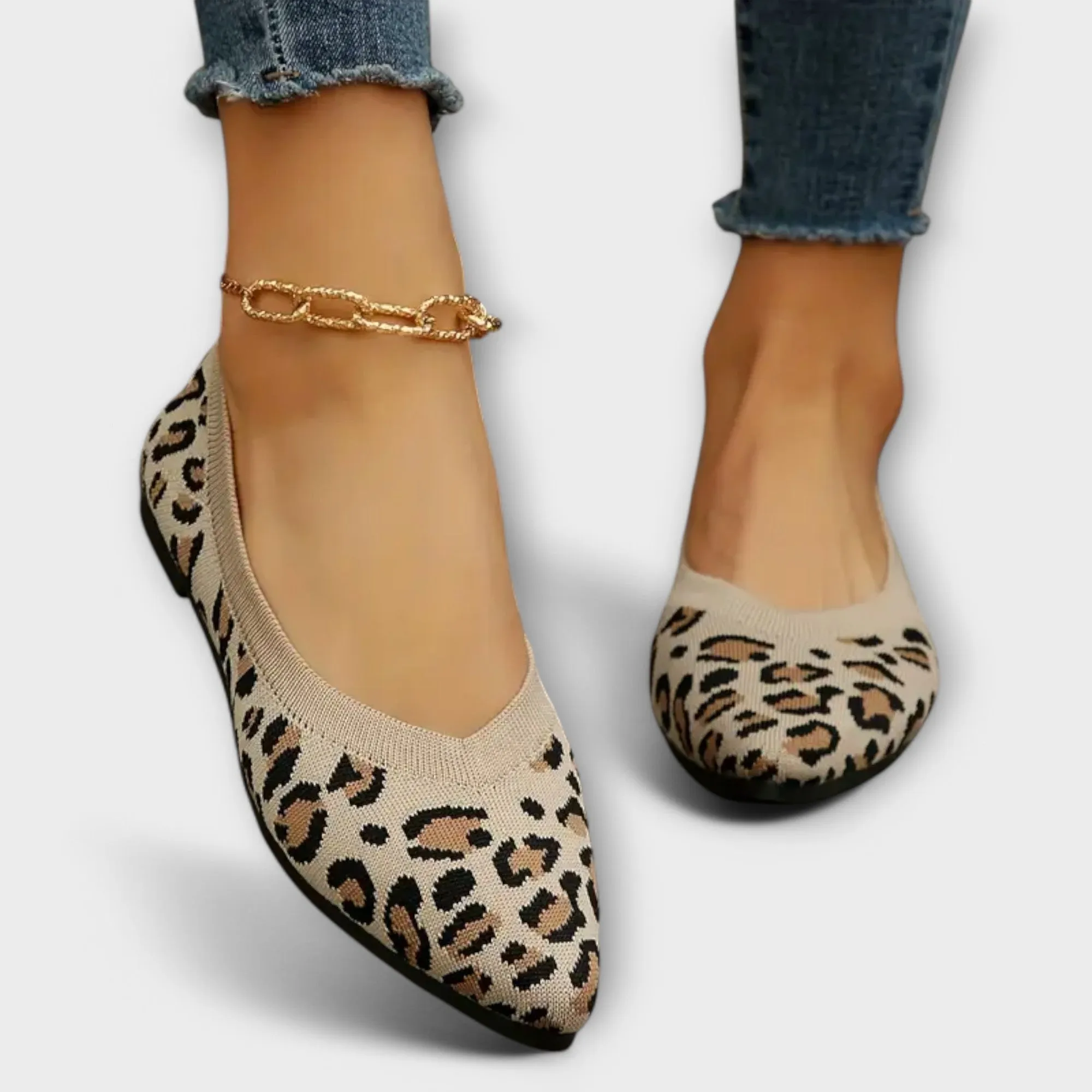 Leopard print lace flats