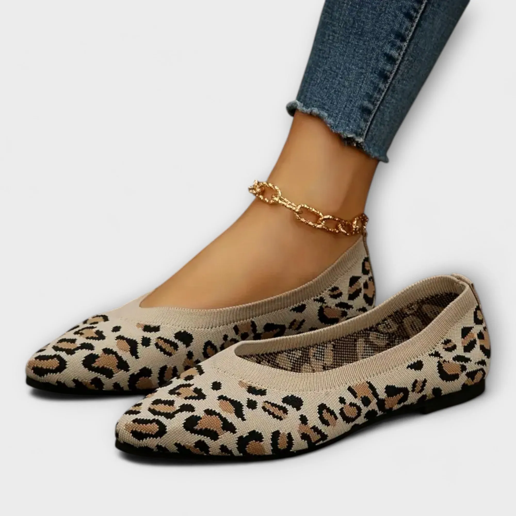 Leopard print lace flats