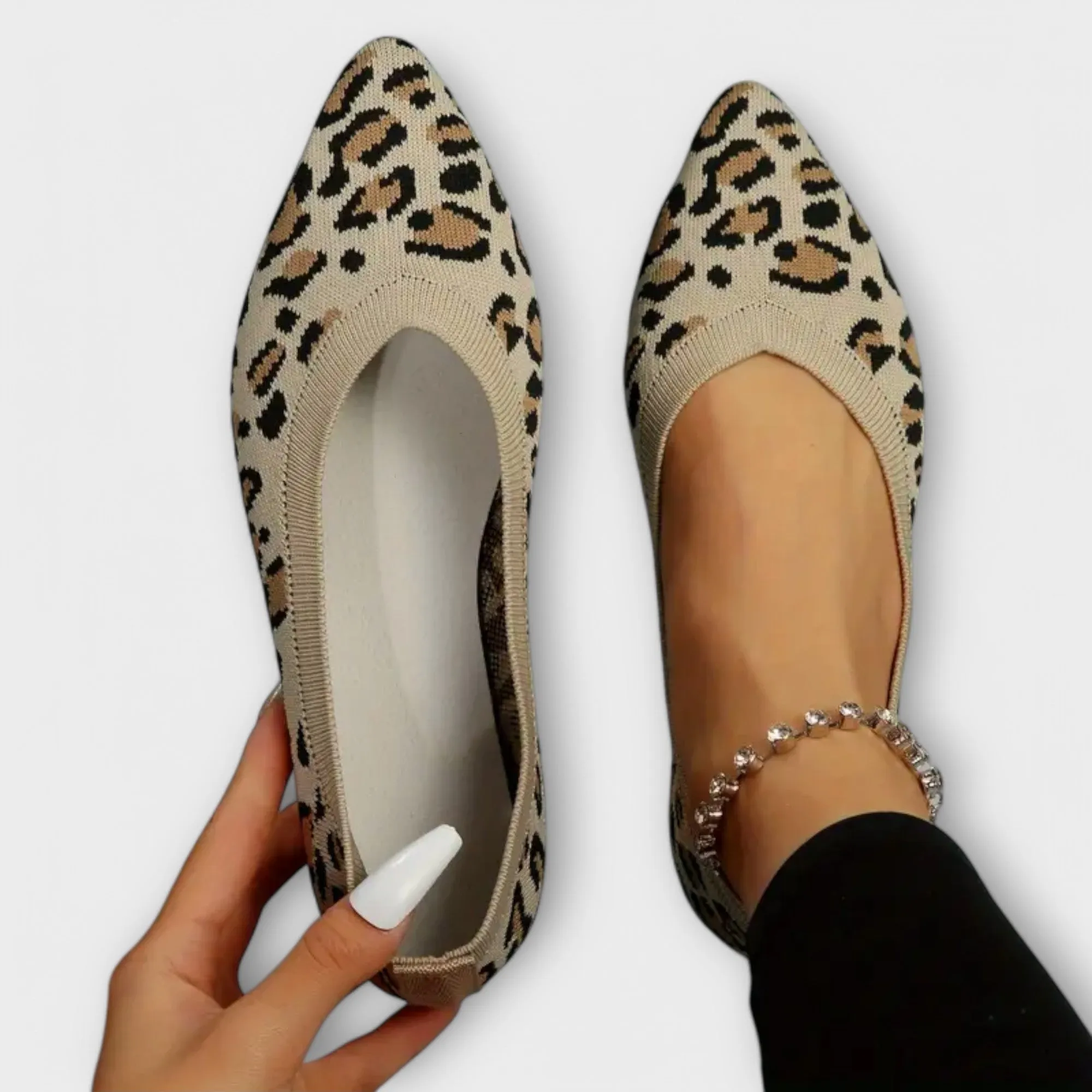 Leopard print lace flats